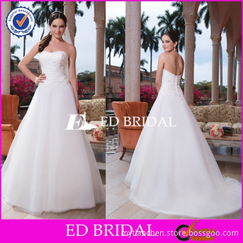 CE1260 New Collection 2016 A-Line Strapless Lace White Wedding Dresses Princess